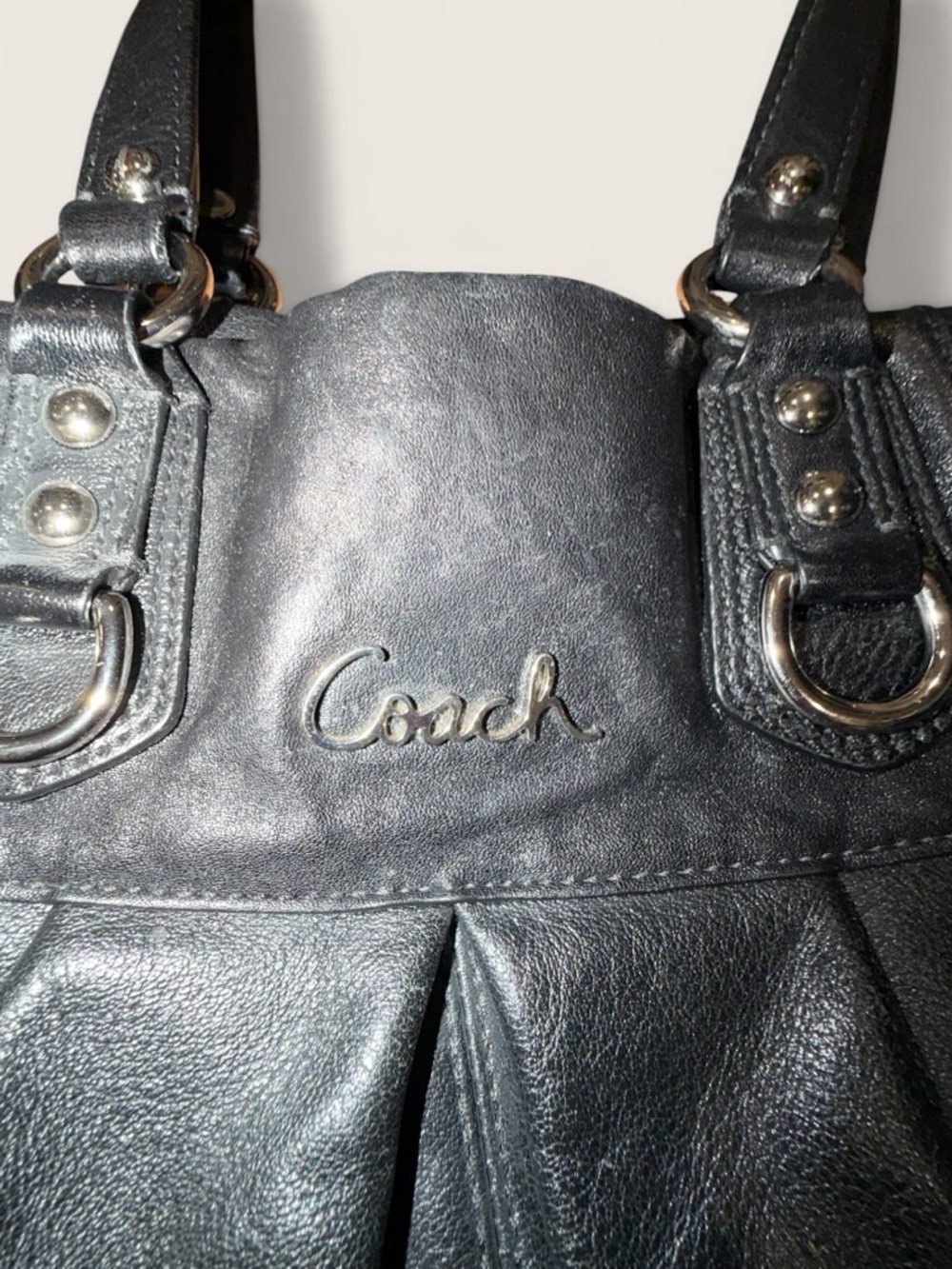 Coach Ashley Black Leather Satchel Vintage Y2K Slouchy Top Handle Bag - Picture 3 of 10